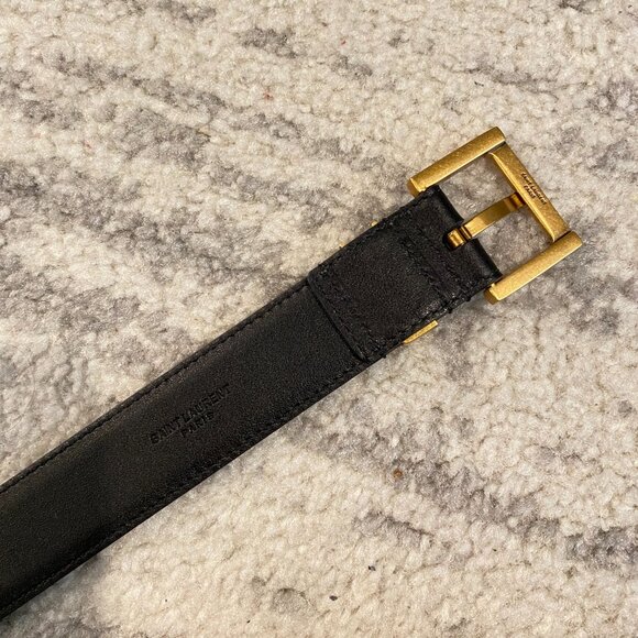 YSL Cassandre Smooth Leather Belt in Black Size 85 main image 2